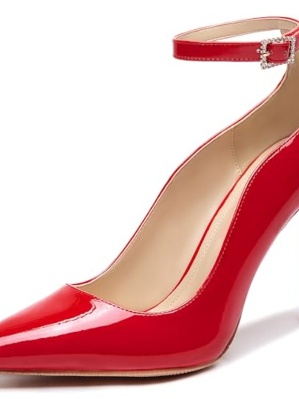 Women's Pointed Toe Stiletto High Heels 4IN Ankle Strap Dress Wedding Pumps